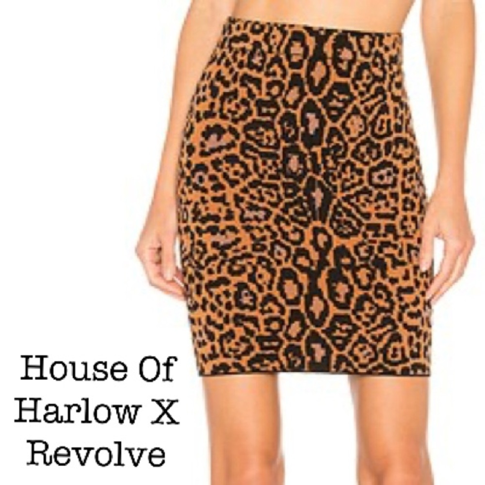 House of Harlow 1960 X Revolve Heated Up Leopard Print Skirt Size Small
